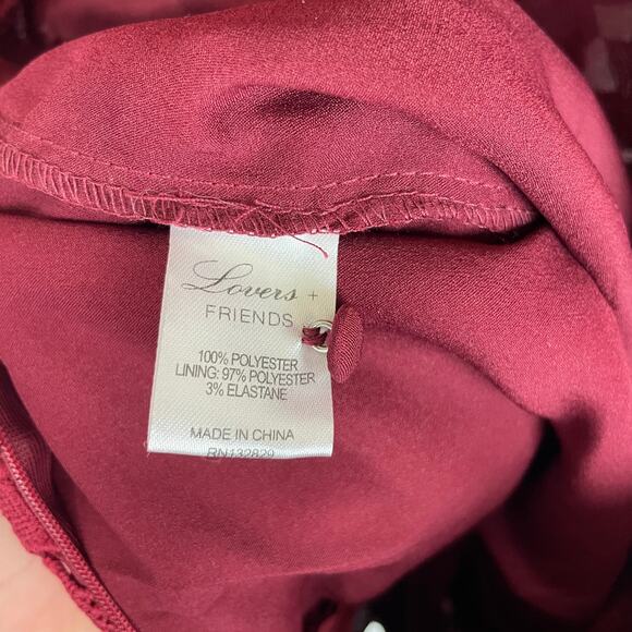 Lovers + Friends Women's Peony Romper 3" Inseam Burgandy Wine Red Size S - Picture 9 of 9
